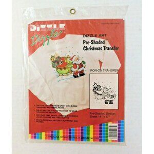 Dizzle Pre-Shaded Christmas Transfer Santa with Reindeer and Sleigh 50025 SEALED